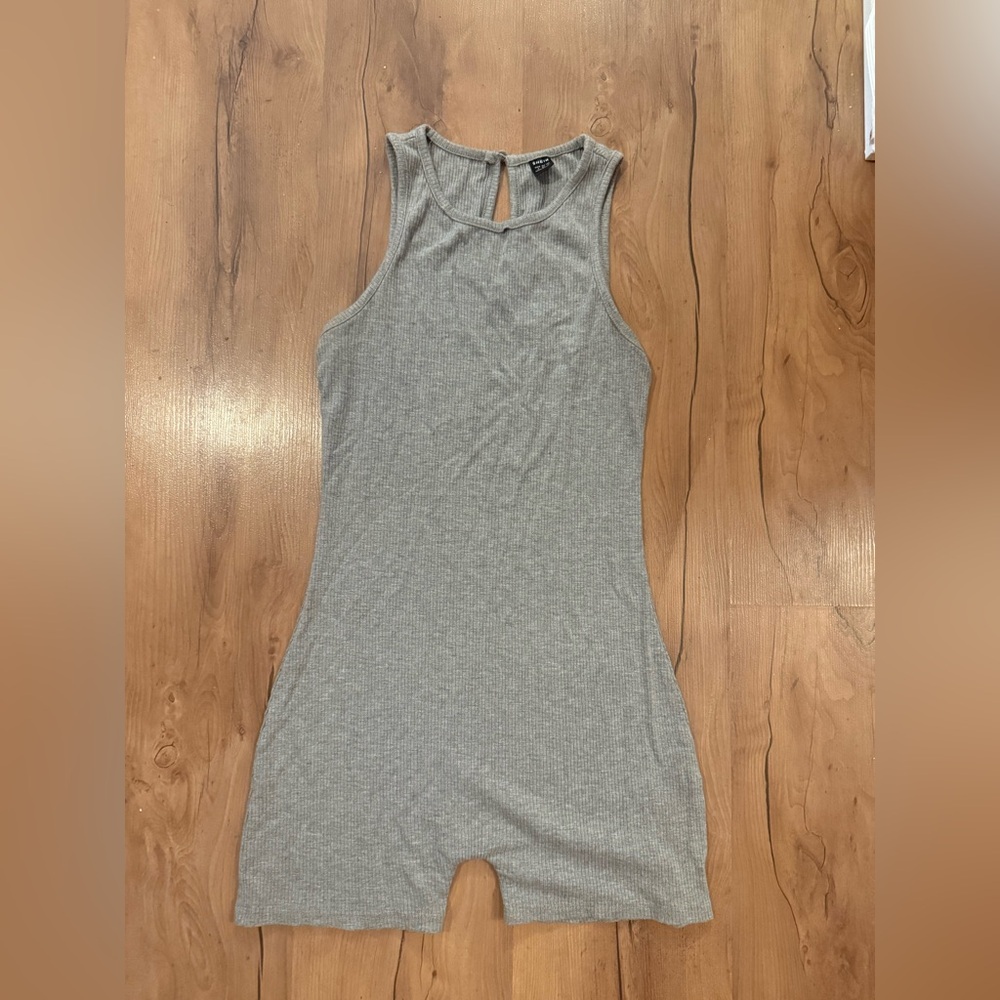 SHEIN Light Gray Ribbed Sleeveless Romper